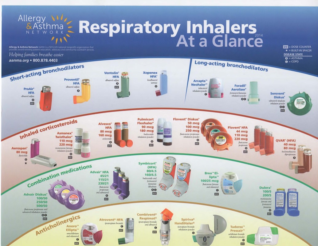 Allergy And Asthma Network Inhaler Chart